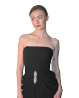 Urbino Corset Draped Crystal Gown