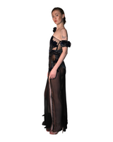 Valeria - Velvet Beaded Floral Appliqué Gown