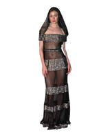 Zita - Hand Finished Crystal Panel Hooded Gown