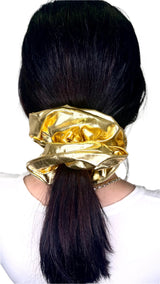 narces gold metallic scrunchie