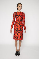 Red and black Lasercut dress