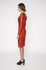 Red and black Lasercut dress