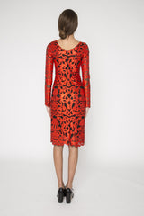 Red and black Lasercut dress