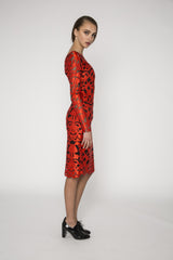 Red and black Lasercut dress