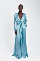 Aqua Silky Robe Gown