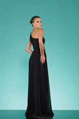 One shoulder chiffon gown