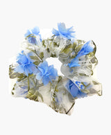 3D Blue Floral Organza Ultra Scrunchie