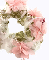 3D Pink Floral Organza Ultra Scrunchie