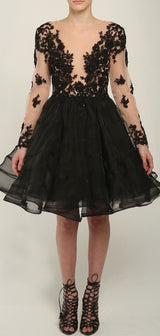 Floral mesh beaded silk organza dress
