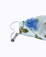Adjustable Blue 3D Floral Lightweight Organza Mask
