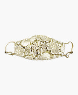 Adjustable Ivory Guipure Lace on Gold Lamé Mask