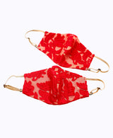 Adjustable Red Lace Mask