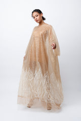 Sahara Mini Sequin Ostrich Feather Embellished Kaftan Gown