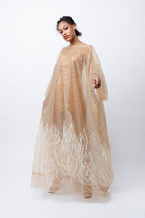 Sahara Mini Sequin Ostrich Feather Embellished Kaftan Gown