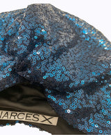 Midnight Blue Sequin Silk Knot Turban Hat