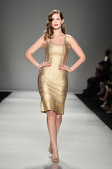 Gold metallic Stretch-Knit dress