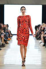 Red and black Lasercut dress