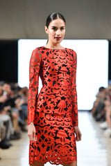 Red and black Lasercut dress