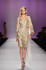 Gold lace embellished dress