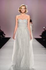 Strapless lace sheer back dress