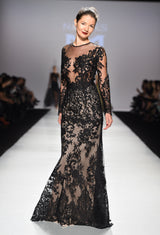 High collar silk dress