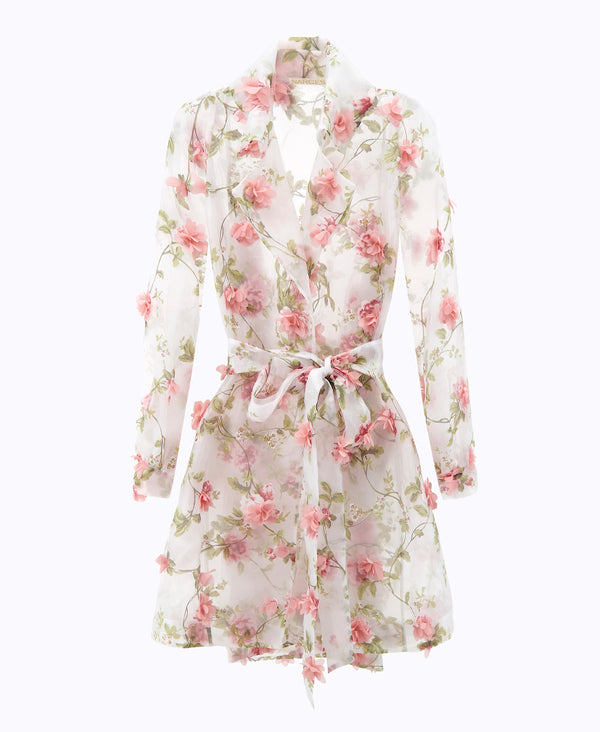 Hana Blush 3D Floral Coat Dress