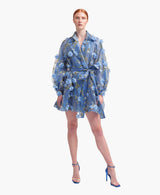 Hana 3D Light Blue Floral Coat Dress