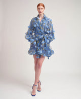 Hana 3D Light Blue Floral Coat Dress