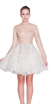 Silk organza lace and bead dress
