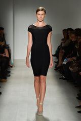 Mesh embellished stretch-knit dress