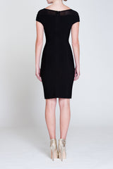 Mesh embellished stretch-knit dress