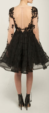 Floral mesh beaded silk organza dress