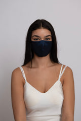 Adjustable Navy Blue Lightweight Taffeta Mask