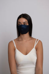 Adjustable Navy Blue Lightweight Taffeta Mask