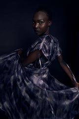 Cloudy Tie-Dye Wrap Gown