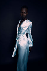 Aqua Silky Robe Gown