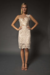 Gold lace sheer dress