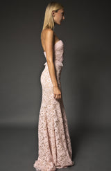 Strapless lace gown