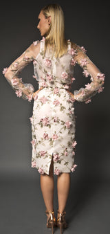 Floral Deep V Neck Knee cocktail dress