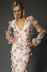 Floral Deep V Neck Knee cocktail dress