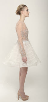 Silk organza lace and bead dress