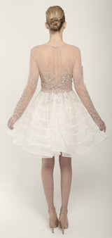 Silk organza lace and bead dress
