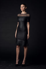 Black Metalic Stretch-Knit dress