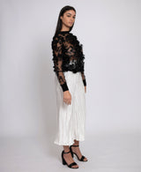Black 3D Flower Sheer Top