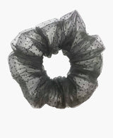 Black Polka Dot Black Tulle Ultra Scrunchie