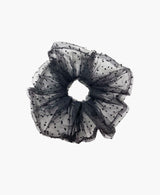 Black Polka Dot Black Tulle Super Scrunchie
