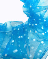 White Polka Dot Blue Tulle Super Scrunchie