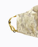 Adjustable Gold Lace Organza Mask