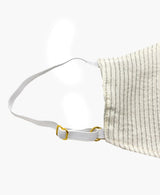Adjustable Ivory Silver Pinstripe Mask