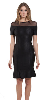 Black Metalic Stretch-Knit dress